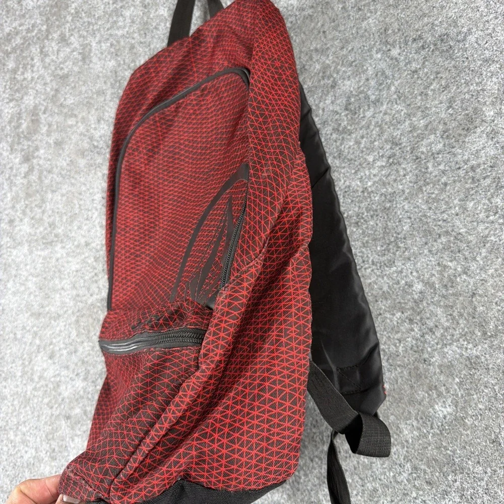 VOLCOM Stone Logo Backpack Red Black Geometric Crosshatch Grid Skate School Bag